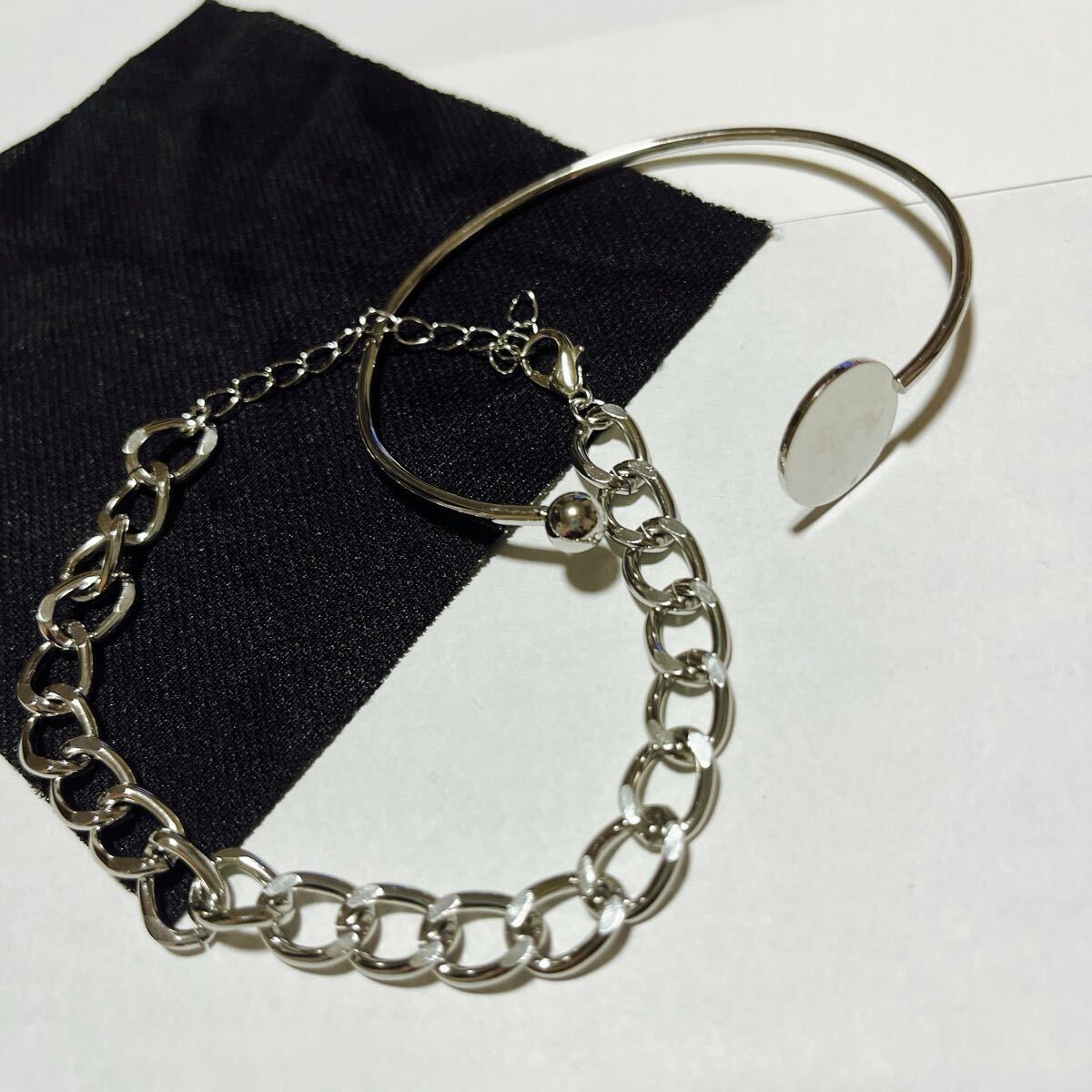 新品・未使用☆シルバーブレスレット 2点set 重ね付け③ 男性にも♪拍卖