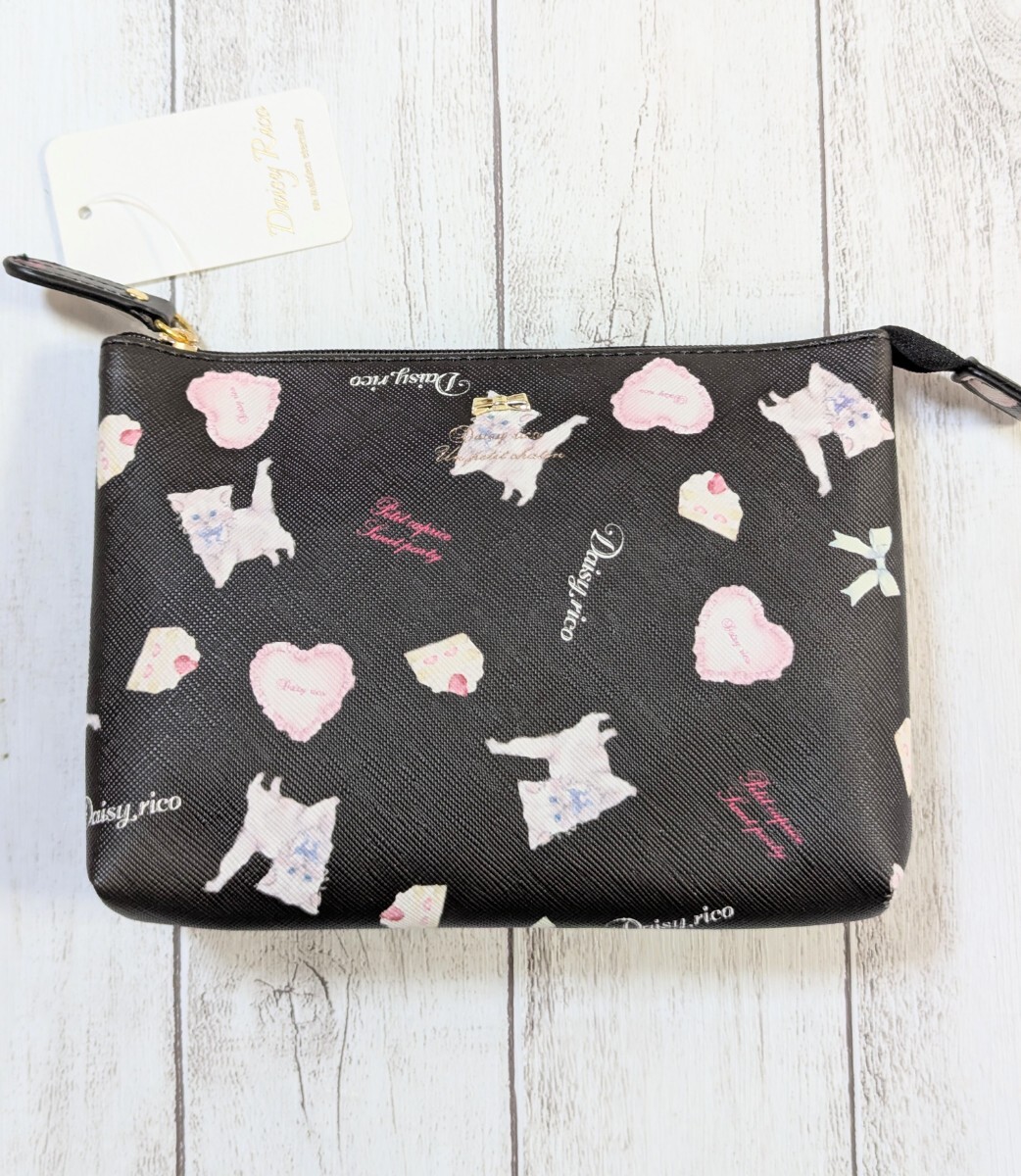 Daisyrico デイジーリコ ネコ ポーチ 黒 化粧ポーチ かわいい コスメポーチ 小物入れ拍卖