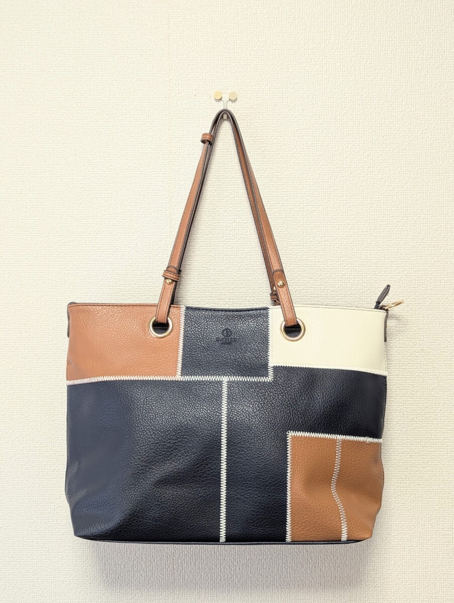 ディーケリー トートバッグ ビジネス 紺 パッチワーク D.KELLY A4 トート ショルダーバッグ バッグ 通勤 肩掛けショルダー拍卖