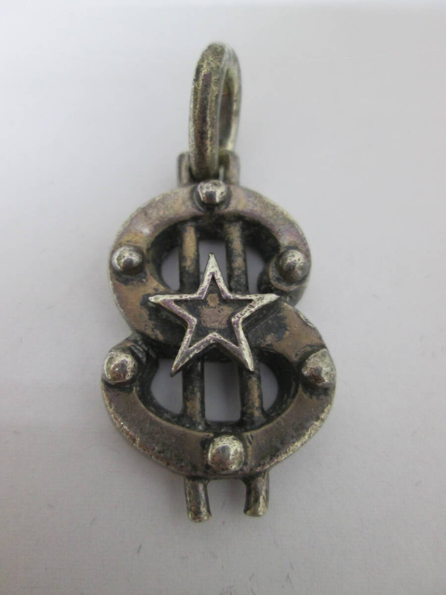 (80)☆シルバー 蝶SILVER$ドルロゴモチーフ ペンダントトップ 約16g ドル部分約33×20mm拍卖