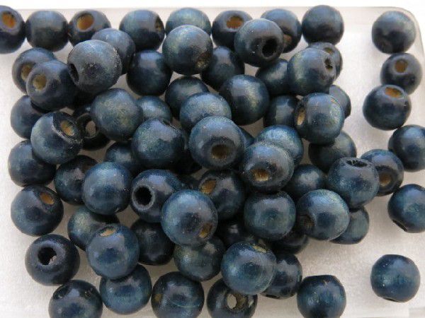 ウッドビーズ 約9X10mm 丸 マル・ネイビー 紺 約50個 38-NV拍卖
