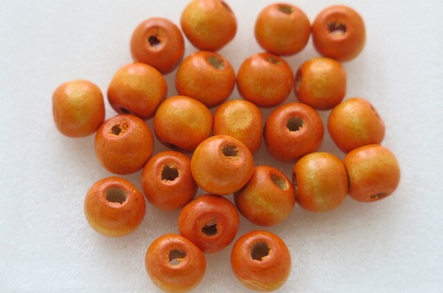 ウッドビーズ 約9X10mm 丸 マル・ライトオレンジ1 約50個 38-LOG1拍卖