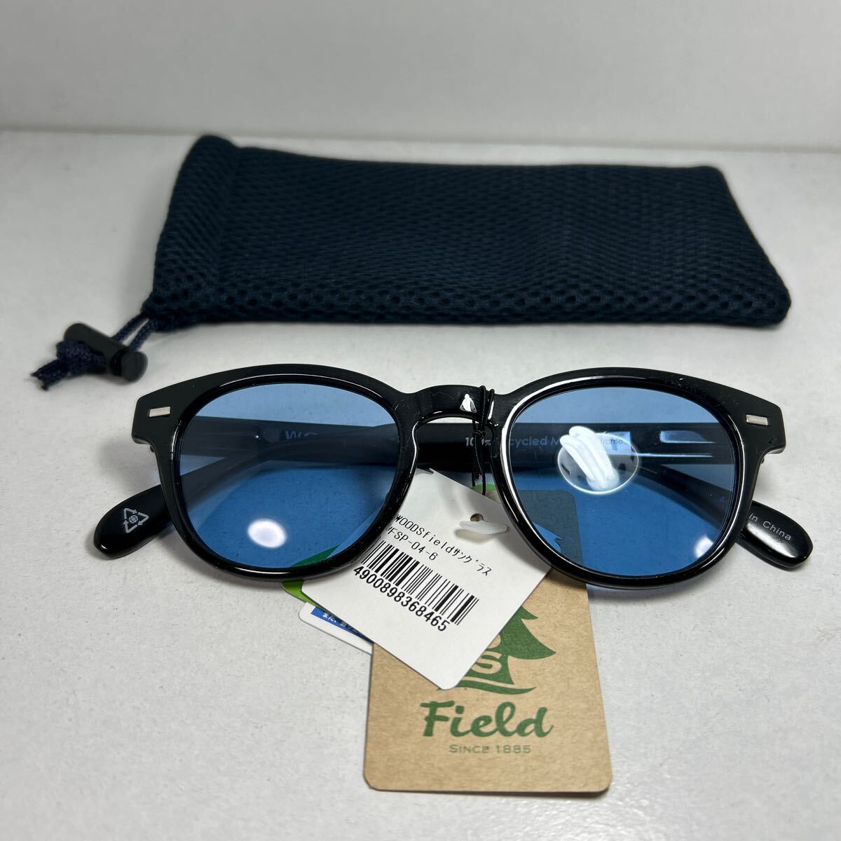 即決 新品 アングラー必携 WOODS CANADA 偏光グラス ライトブルー バネ丁フレーム 検 偏光サングラス レイバン クラブマスター オマージュ拍卖