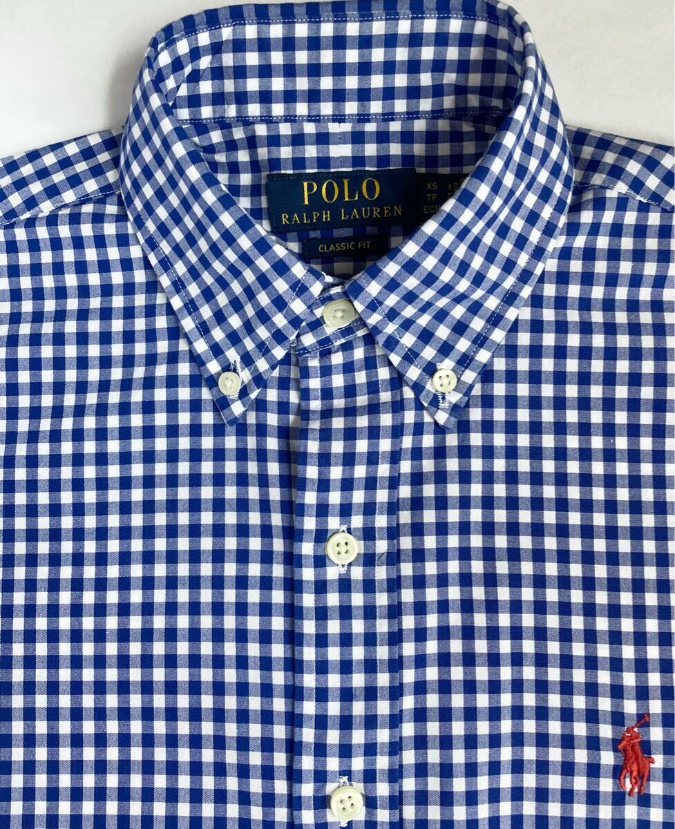 メンズ長袖シャツ☆サイズ US XS 165/88A(M)☆CLASSIC FIT☆青・白色☆チェック柄☆ラルフローレン拍卖
