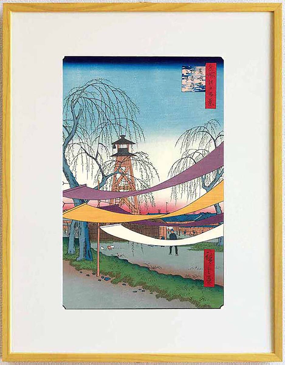 真作保証 東京都伝統工芸品 額装 歌川広重 木版画 #006 馬喰町初音の馬場 初版1856-58年頃 広重の世界を唸らせた名構図!拍卖