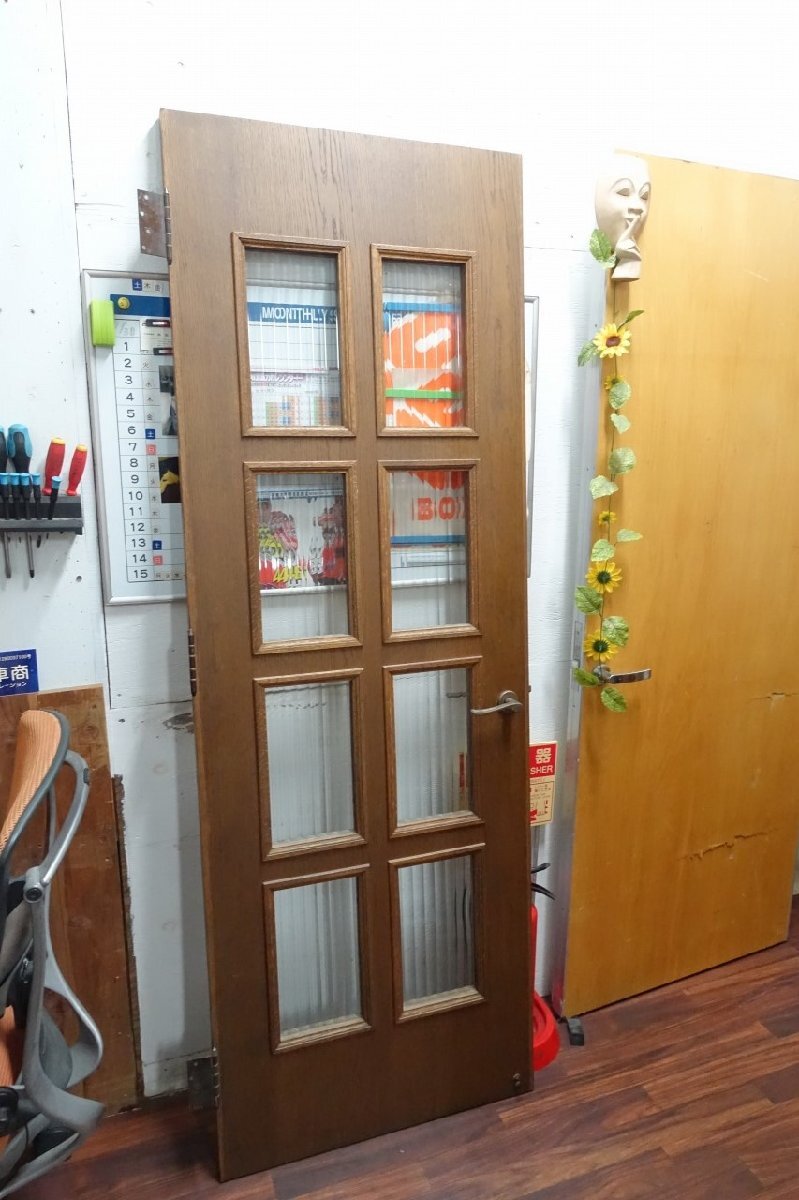 静岡県発 木製 室内ドア 開き戸 ガラスあり 採光タイプ 中古 レトロ 現状渡し拍卖