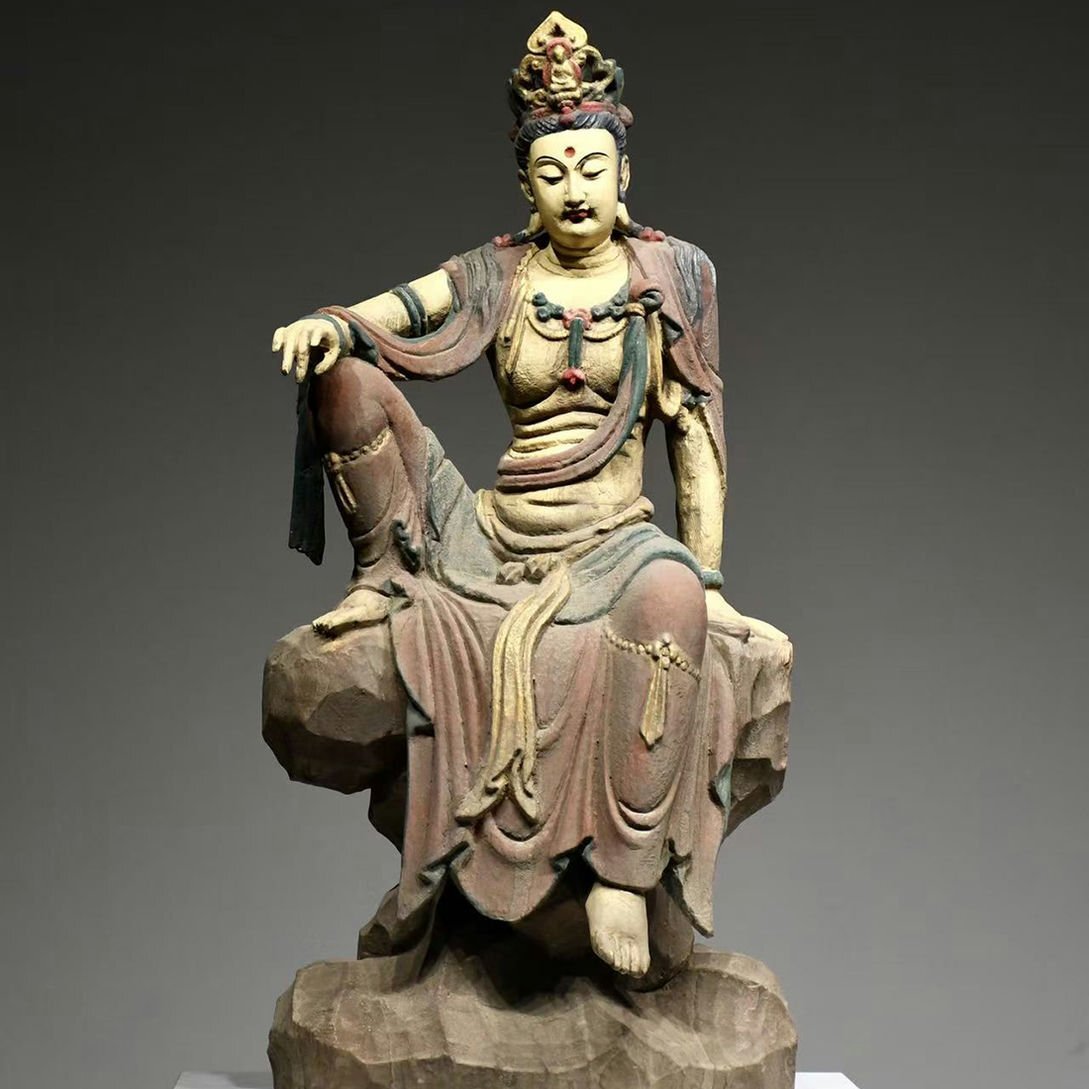 ▼渡鶴羽▼W0539明時代 楠木自在観音 楠木細工彫刻★仏教古美術★仏像★細密細工★廃寺旧蔵★廃寺買出品拍卖