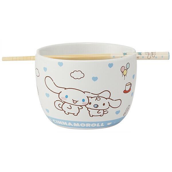 シナモロール 陶器製 ボウル箸セット 600ml 21cm お椀 丼 竹箸 可愛い 便利 いつもいっしょのお友だち スケーター拍卖