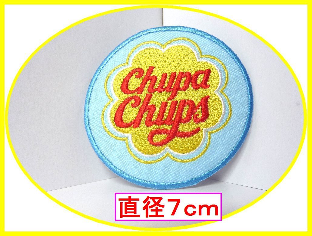 アイロン 接着 刺繍 ワッペン◆チャッパチャプス 水色◆チュッパチャップス幼稚園 スモック レッスンバッグ 入園 入学 ノベルティ拍卖