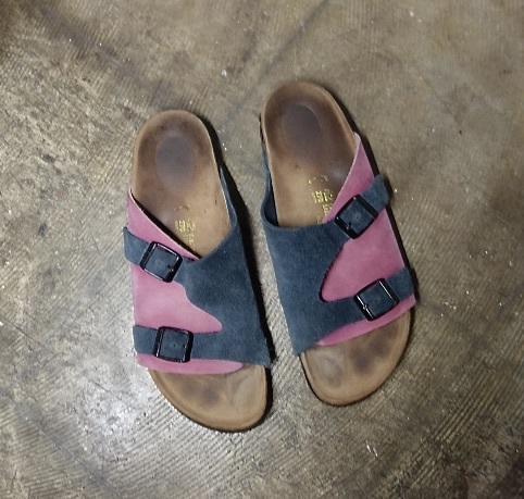 TK 希少 ビルケンシュトック BIRKENSTOCK チューリッヒ 2色 レザーサンダル 42 270 ネイビー パープル 本革拍卖