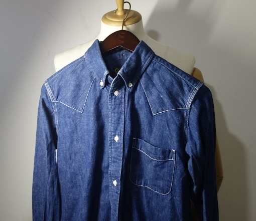 TK 東洋エンタープライズ 日本製 gold デニムウエスタンシャツ 長袖 S ゴールド マチ付 ヴィンテージ仕様拍卖