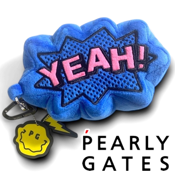 PEARLY GATES パーリーゲイツ 新品 定価1.4万 吹き出しロゴ ボア ぬいぐるみボールポーチ カラビナ付 ゴルフ 2284611 110 ▲016▼50605w01拍卖