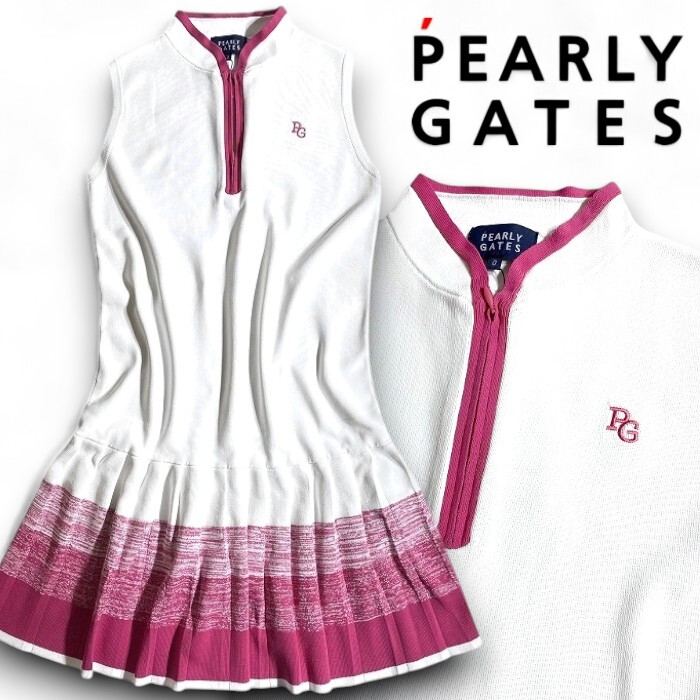 PEARLY GATES パーリーゲイツ 定価3.7万 吸水速乾×UVカット ノースリーブ ワンピース ゴルフ レディース 2224800 030 1 ▲044▼50605w14拍卖
