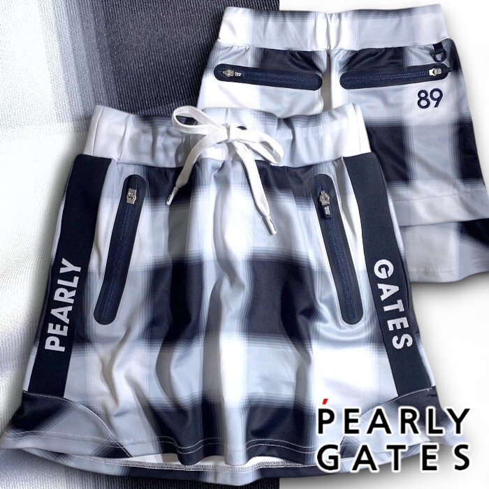PEARLY GATES パーリーゲイツ 新品 定価2.6万 オンブレチェック柄 ミニスカート ゴルフウェア レディース 2234812 120 0 ▲029▼50606w09拍卖