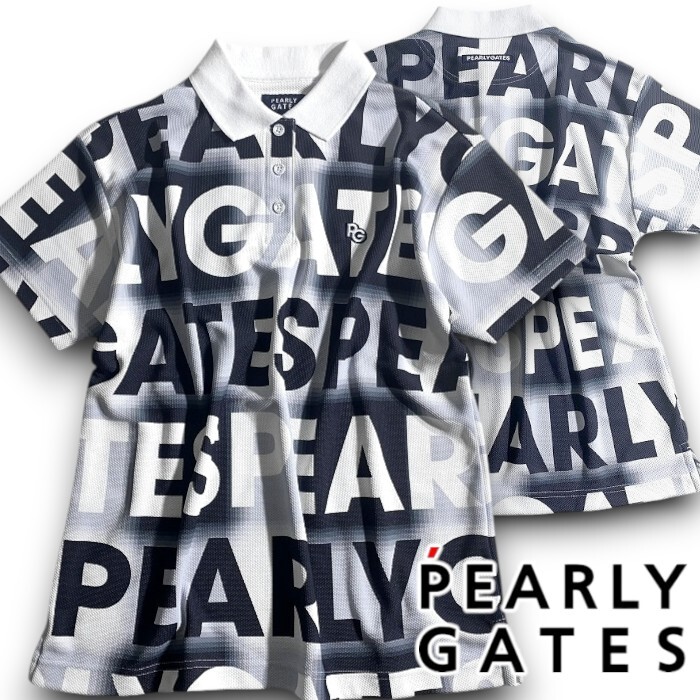 PEARLY GATES パーリーゲイツ 定価2.3万 日本製 ハニカム 総柄 半袖 ポロシャツ ゴルフウェア レディース 2260808 120 0 ▲026▼50611w13拍卖