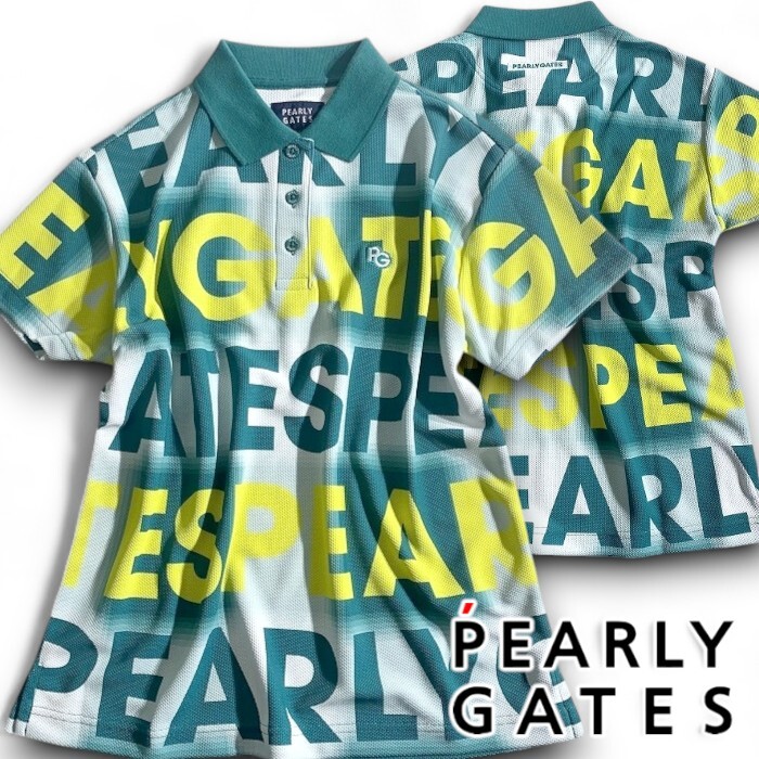 PEARLY GATES パーリーゲイツ 定価2.3万 日本製 ハニカム 総柄 半袖 ポロシャツ ゴルフウェア レディース 2260808 141 1 ▲026▼50611w14拍卖