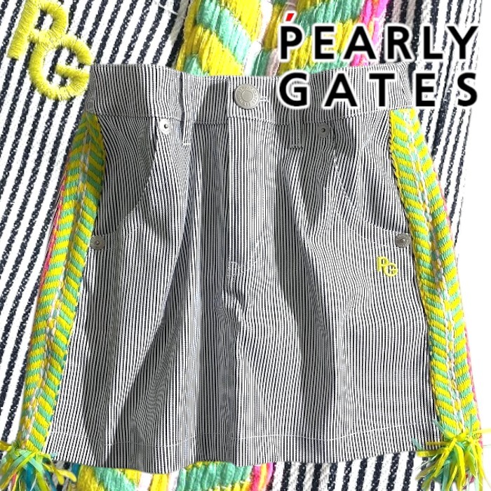 PEARLY GATES パーリーゲイツ 定4.1万 リサイクルデニム ストレッチ ミニスカート ゴルフウェア レディース 2134604 031 1 ▲046▼50617w05拍卖