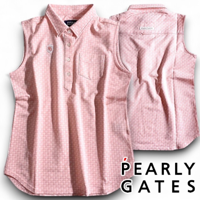 PEARLY GATES パーリーゲイツ 定価1.9万 日本製 吸水速乾 千鳥柄ノースリーブ ポロシャツ ゴルフ レディース 2260712 091 0▲022▼50618w01拍卖