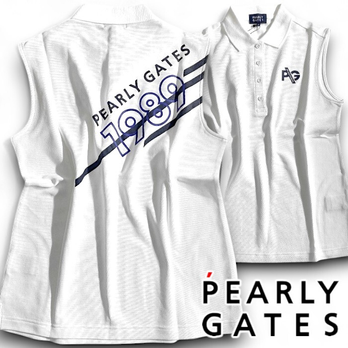 PEARLY GATES パーリーゲイツ 定1.8万 日本製 吸汗速乾×接触冷感 ノースリーブ ポロシャツ ゴルフ レディス 2160404 030 2▲021▼50619w01拍卖
