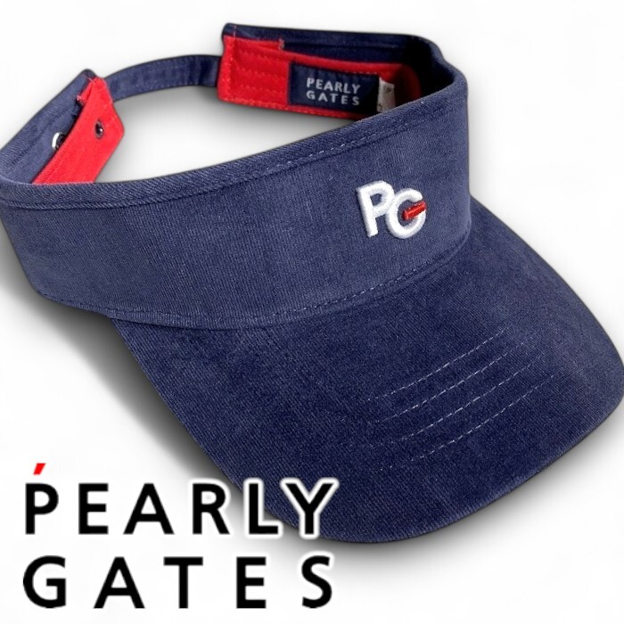 PEARLY GATES パーリーゲイツ 定価6千 ロゴ刺繍 コットン バイザー サンバイザー 帽子 ゴルフ ユニセックス 2187203 120 ▲007▼50623w07拍卖