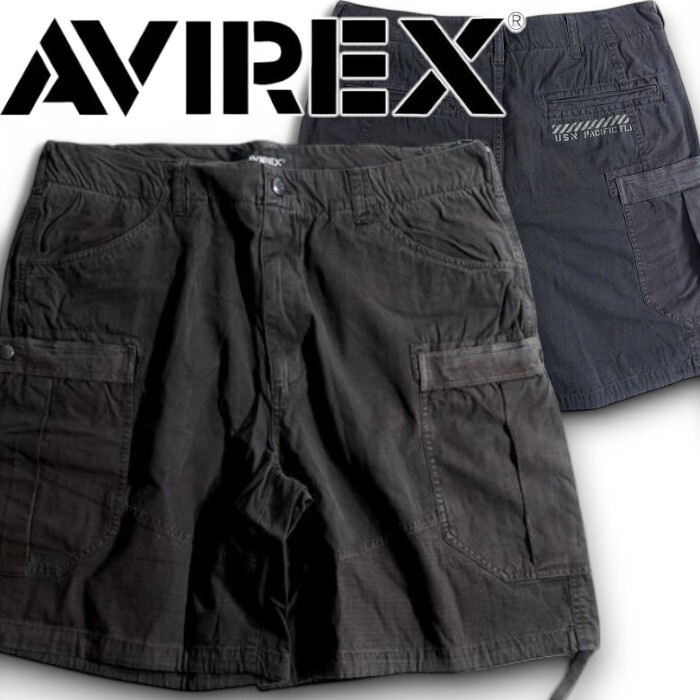 AVIREX アヴィレックス 新品 最旬 フェードウォッシュ 異素材ミックス カーゴショーツ ショートパンツ 6126096 19 XL ▲035▼50402k02拍卖