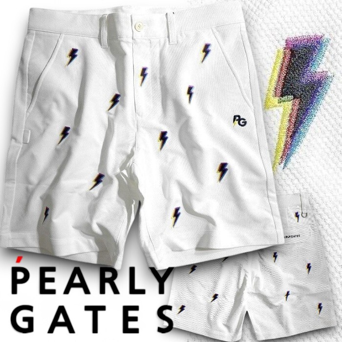 PEARLY GATES パーリーゲイツ 新品 定価3.1万 レインボー刺繍 ストレッチ ショートパンツ ゴルフウェア 2232609 030 6 ▲035▼50625w03拍卖