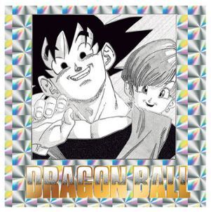 ★ドラゴンボール40周年記念オリジナルイラストレーションシール★No.42 孫悟空&ブルマ★ホログラム&金色銀色ダブル箔押し加工超豪華仕様拍卖