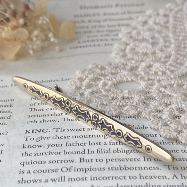 アンティークブローチ バー ヨーロピアン ゴールドトーン☆vintage jewelry accessoriesR0610拍卖