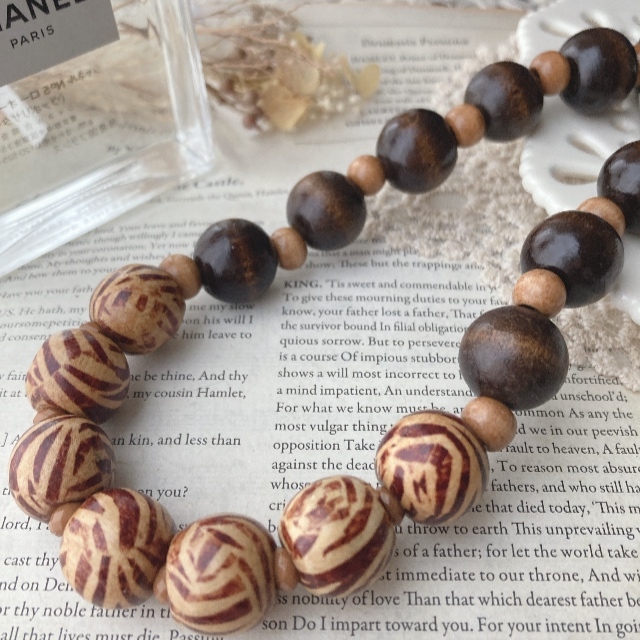 ネックレス ショート ウッド 木製 大玉 天然 ブラウン 茶 美品☆vintage jewelry accessoriesR0633拍卖