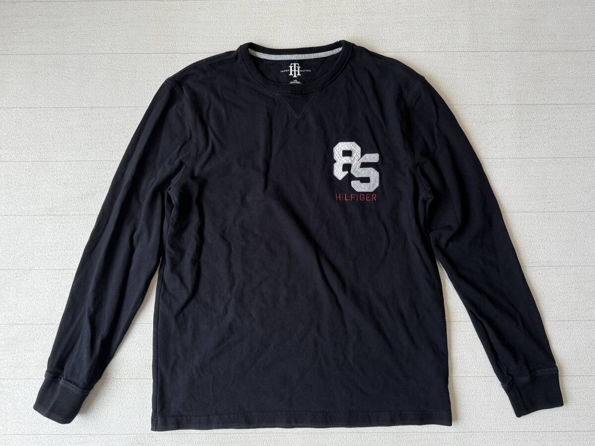 ☆送料無料☆ TOMMY HILFIGER トミーヒルフィガー USA直輸入 古着 長袖 プルオーバー メンズ L ダークネイビー トップス 中古 即決拍卖