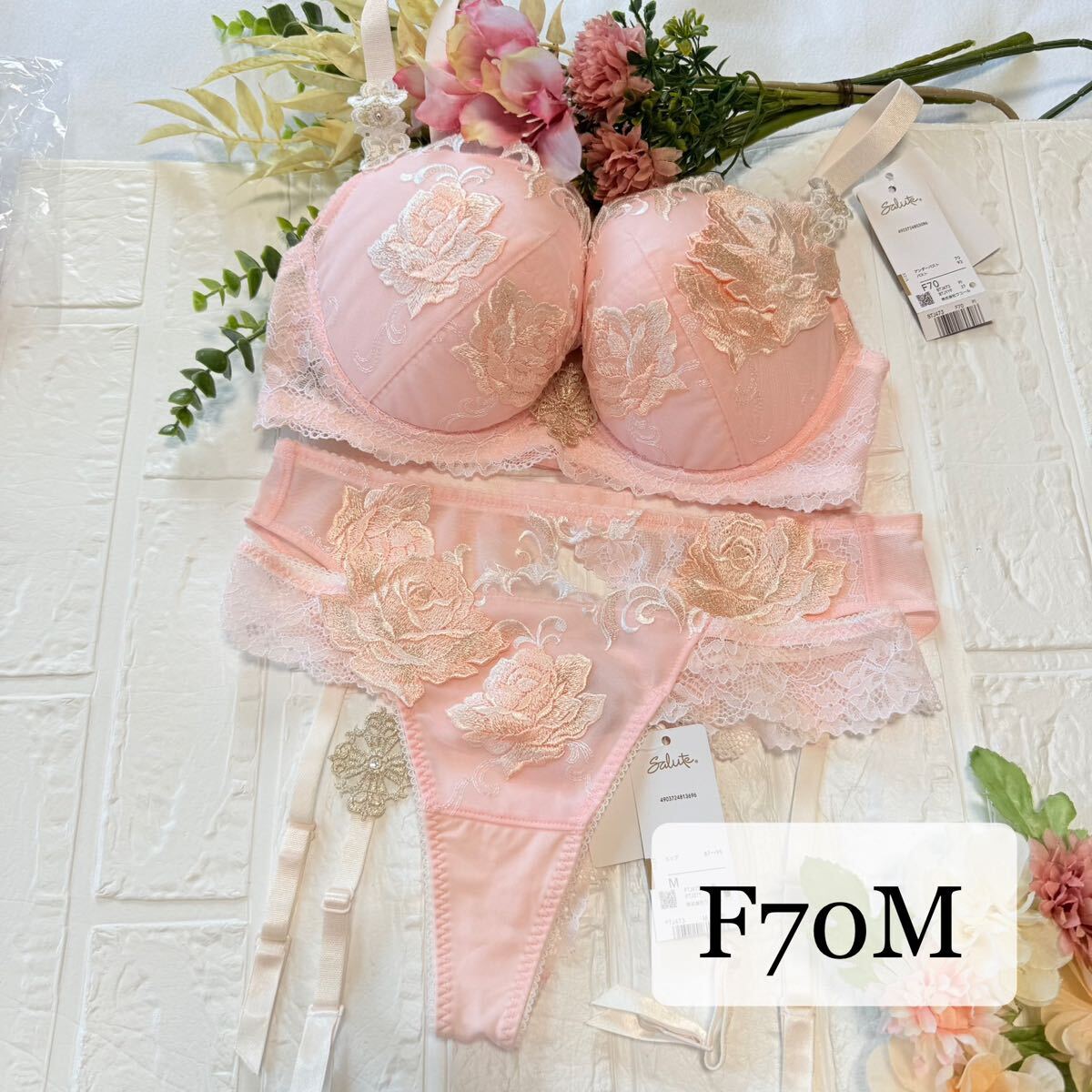 【新品】wacoal サルート 73 ブラ ソング ガーター F70M PI ワコール salute Tバックショーツ  ガーターベルト ベルサイユのばら拍卖