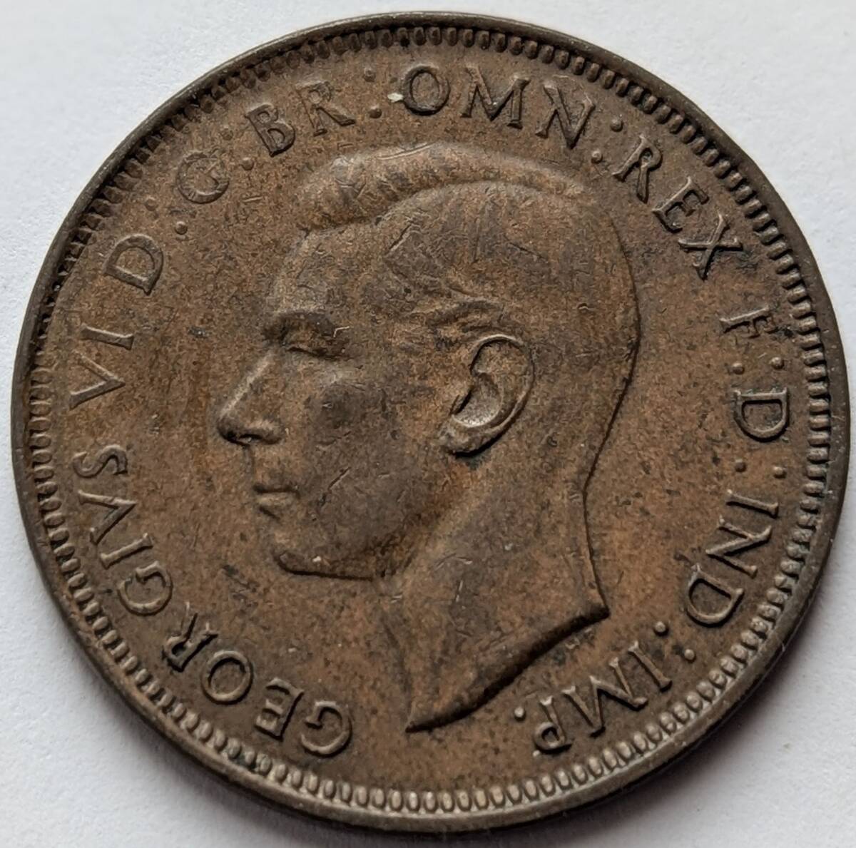 【外国コイン】オーストラリア ハーフペニー硬貨 1938年 ジョージ6世 直径25.4mm 厚さ1.4mm 重さ5.59g拍卖