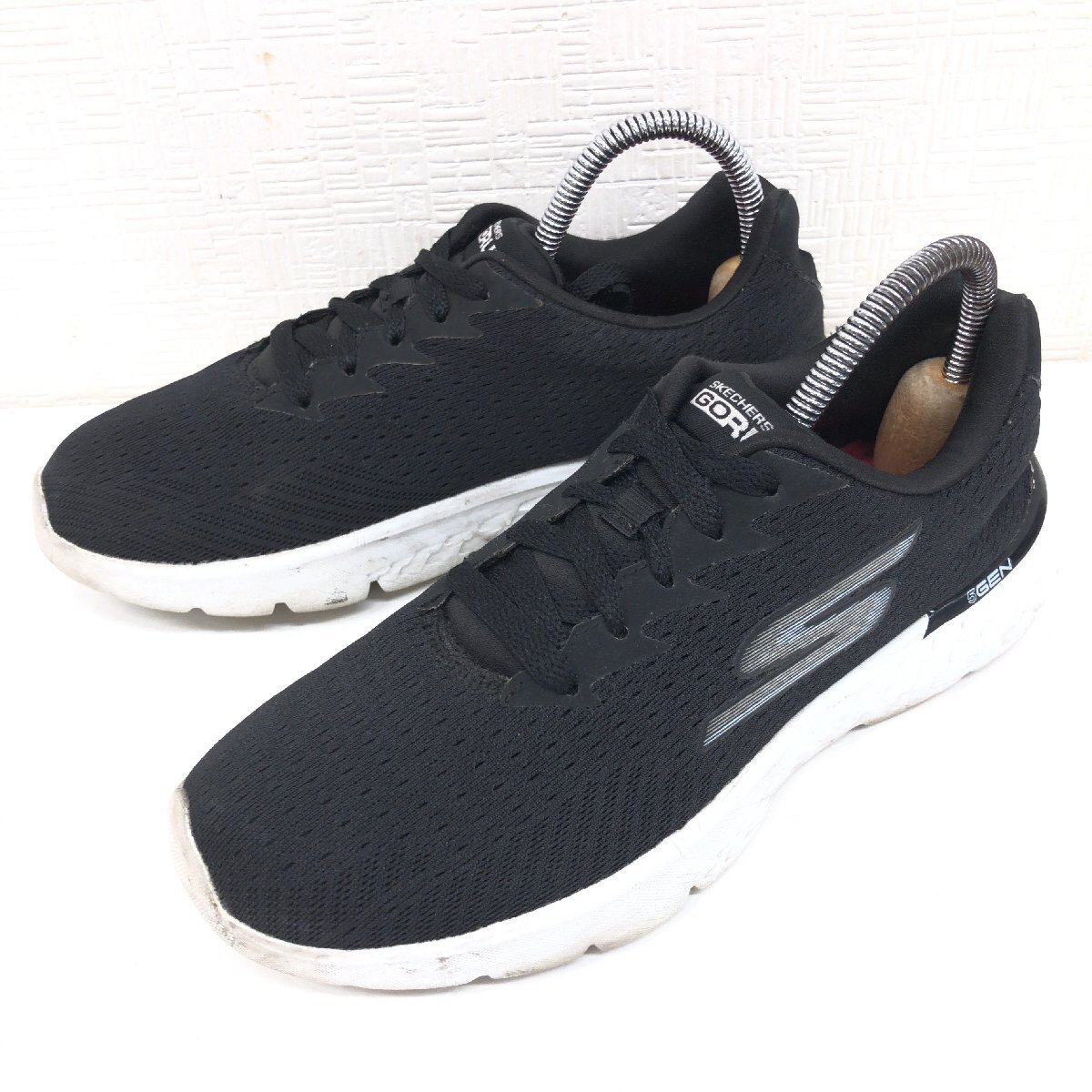 ●SKECHERS スケッチャーズ ゴーラン400 ニット ランニングシューズ 22.5cm 黒 ブラック スニーカー ジョギング トレーニング ジム 女性用拍卖