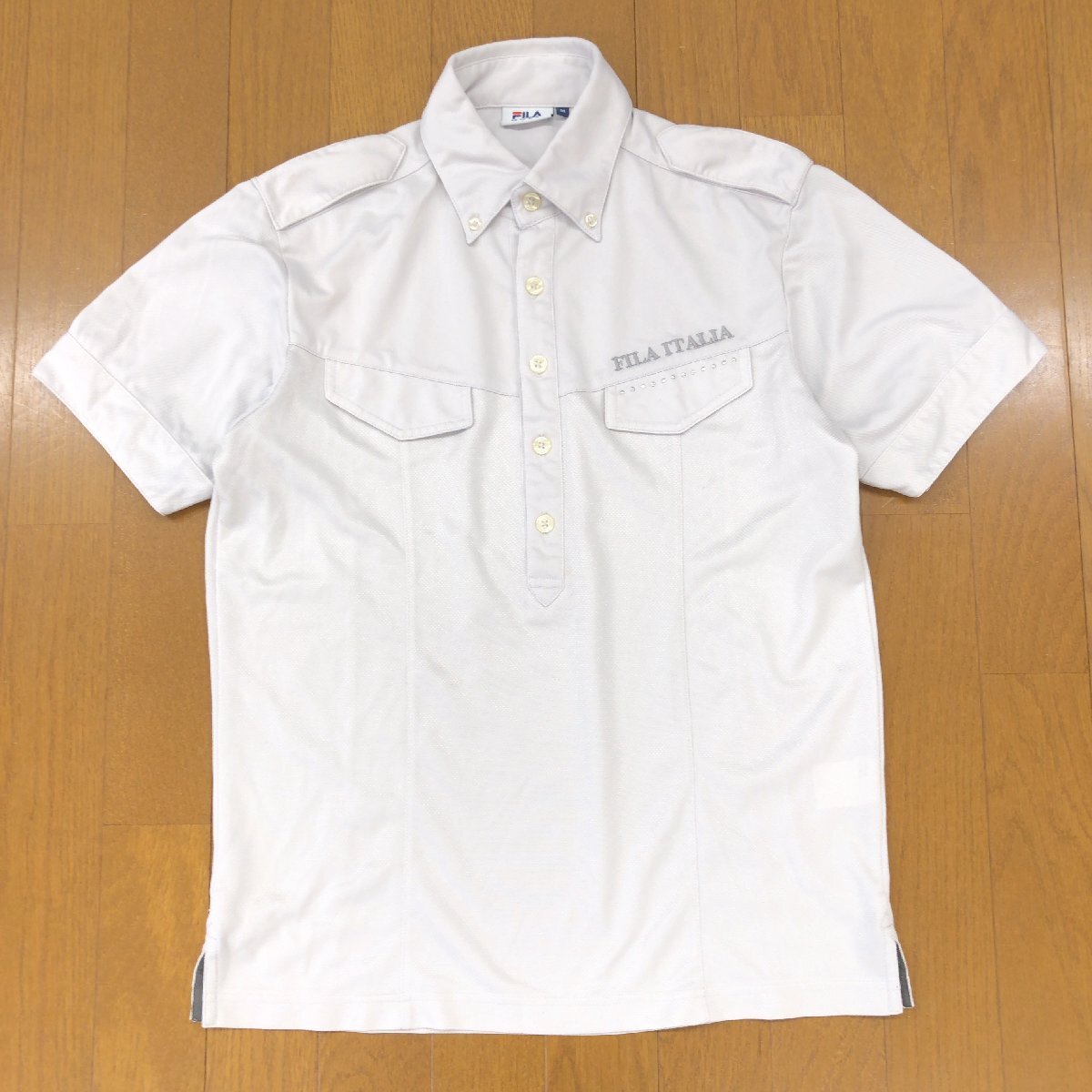 FILA GOLF フィラゴルフ 吸水速乾 ドライ ストレッチ B.D. ゴルフシャツ M ライトグレー 半袖 ポロシャツ ゴルフウェア メンズ 紳士拍卖