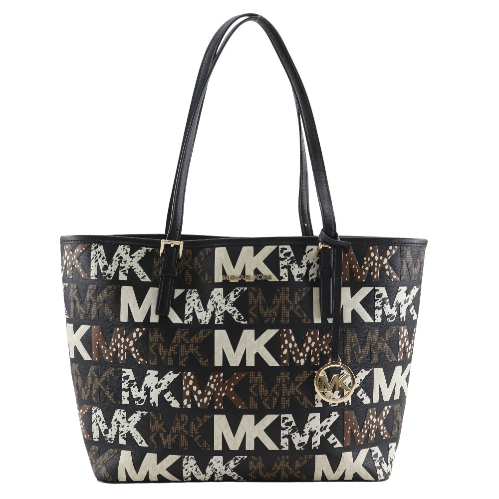 Michael Kors マイケルコース ジェットセット トラベル グラフィック ロゴ 35F1GTVT2L トートバッグ PVC 黒 レディース【I131725138】中古拍卖