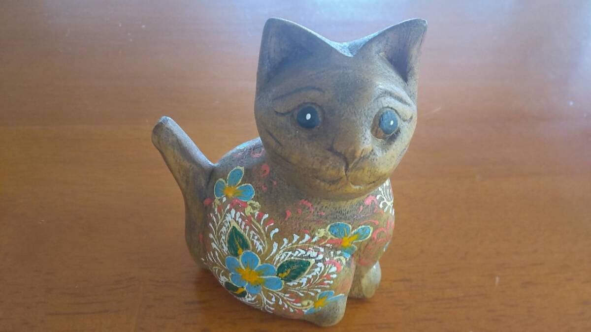 タイ土産 木彫りの猫拍卖