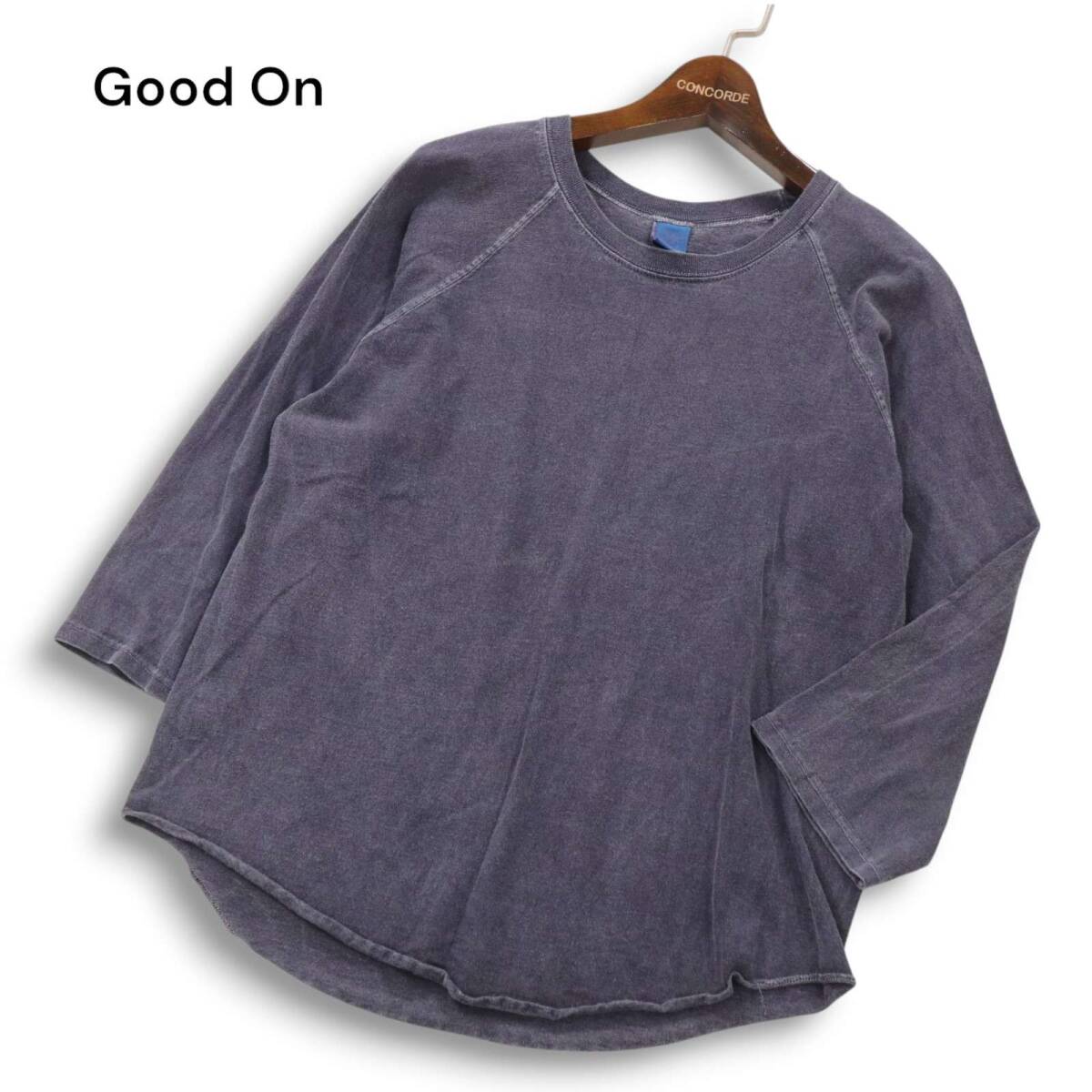 USA製★ Good On グッドオン 通年 ウォッシュ加工★ 7分袖 ラグラン カットソー Tシャツ Sz.M メンズ 紺拍卖