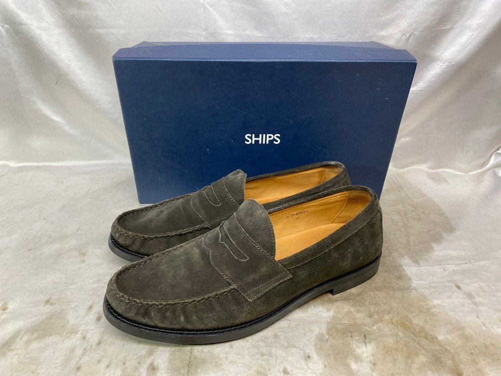 SHIPS シップス スウェード スエード コインローファー GLSP-60829-2 箱付き サイズ:10(28cm) カラー:ブラウン系拍卖