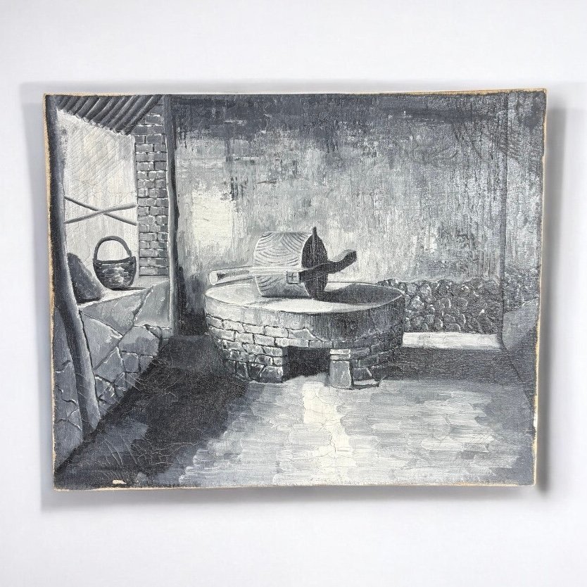 【FU10】油絵【風景絵】中国雑貨 油彩 額装 壁掛 絵画 色絵 中国 民国 古美術 雑貨 インテリア アンティーク コレクション拍卖