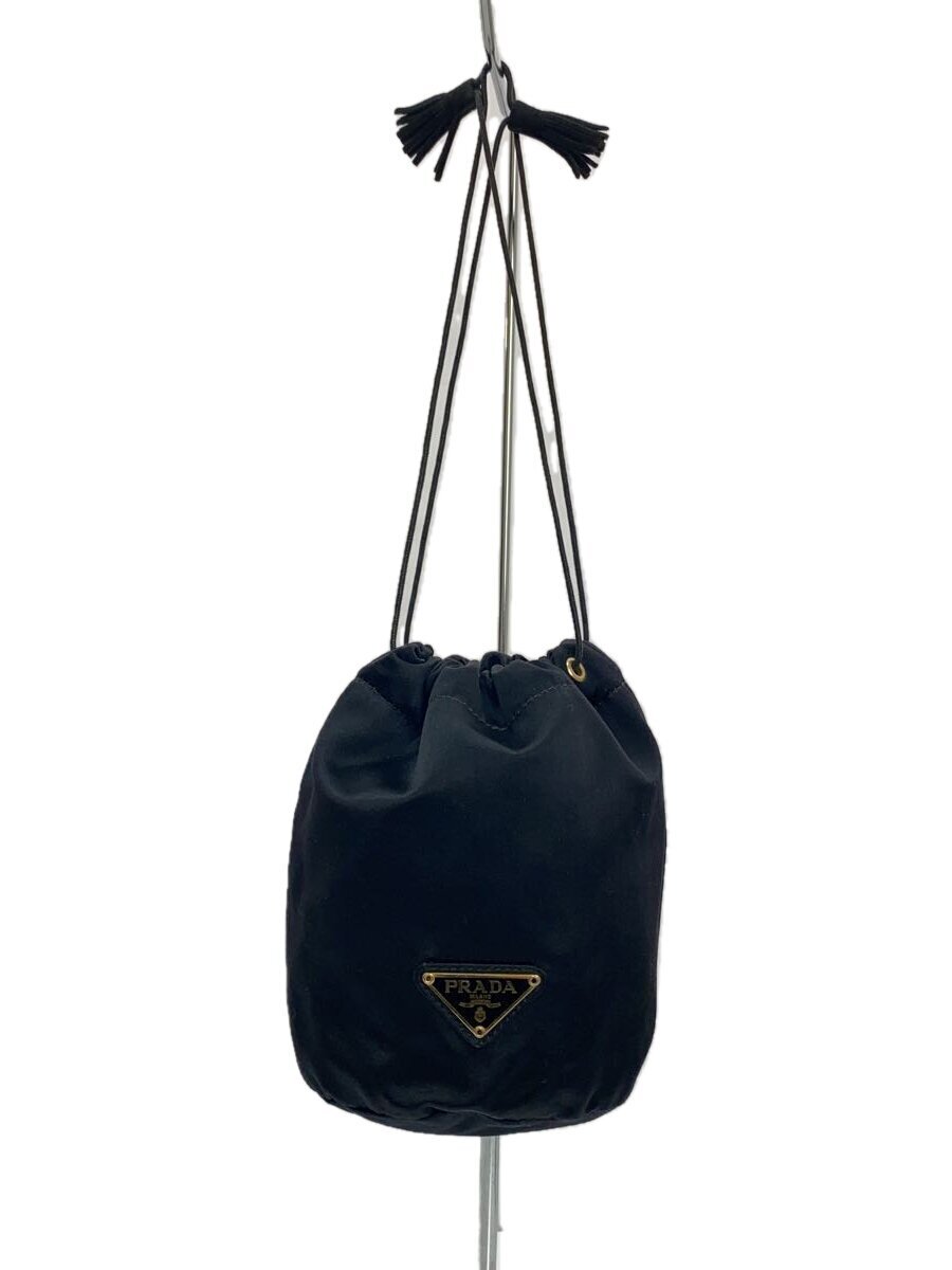 PRADA◆巾着ポーチ/サテン/フリンジ/ブラック//拍卖