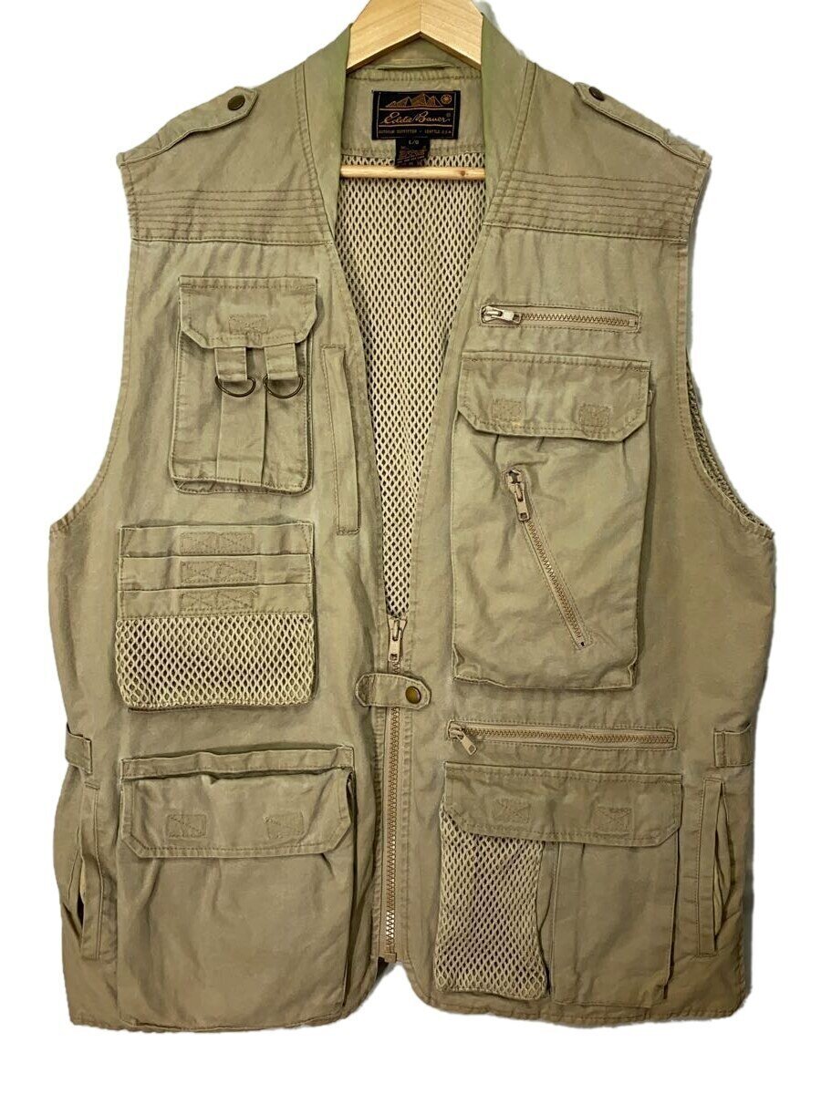 EDDIE BAUER◆ベスト/L/コットン/KHK/無地拍卖