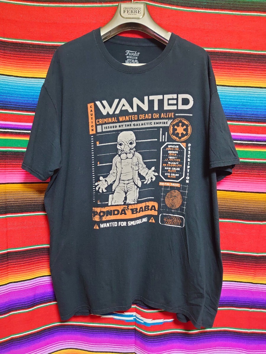 STARWARSオフィシャル スターウォーズ ポンダバーバ 新たなる希望 ムービー プリントTシャツ 古着 3XLサイズ ブラック オレンジ ホワイト拍卖