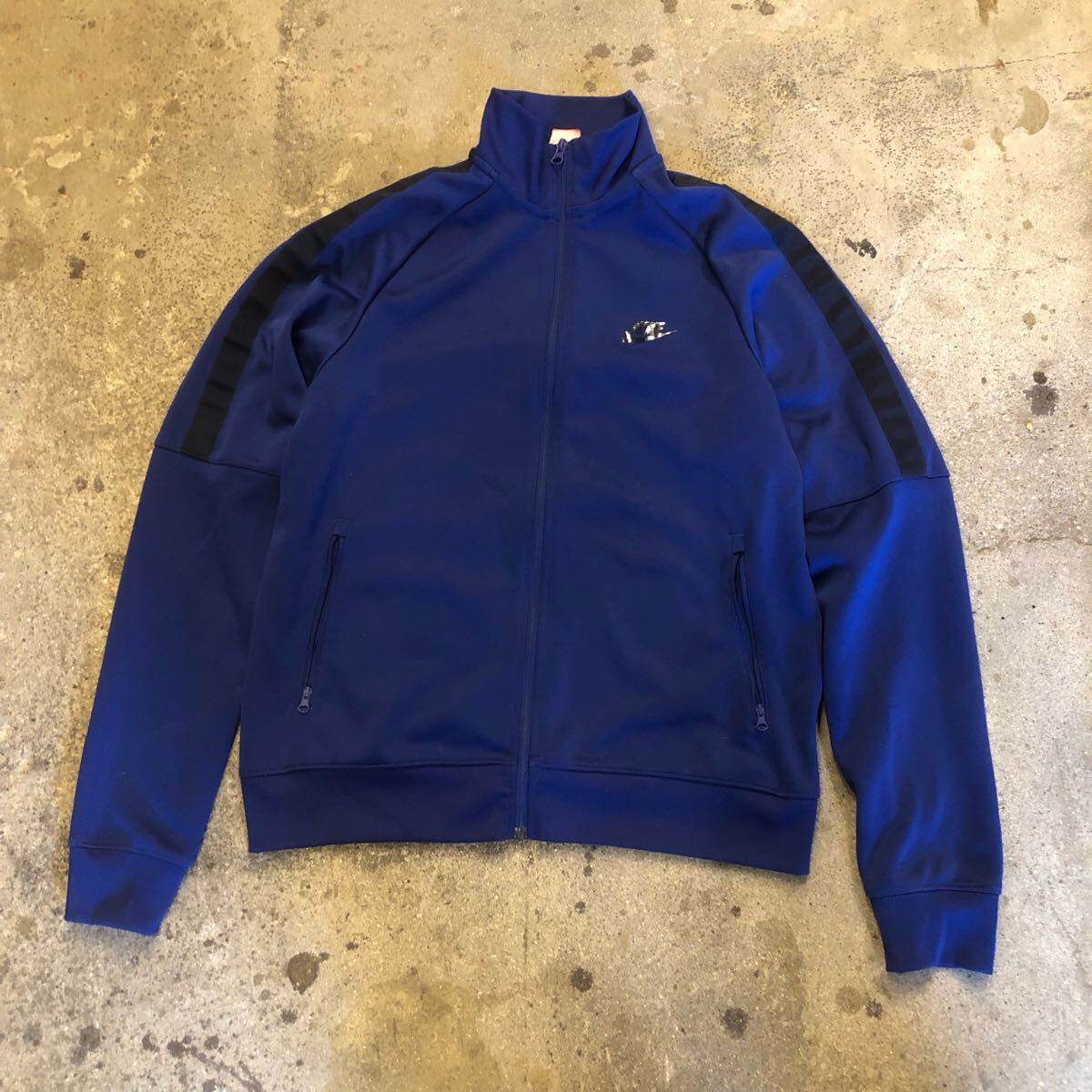 NIKE ナイキ ジャージ トラックジャケット トレーニングウェア ジップ アウトドア トレーナー スウェット コットン ブルー 古着 XL拍卖
