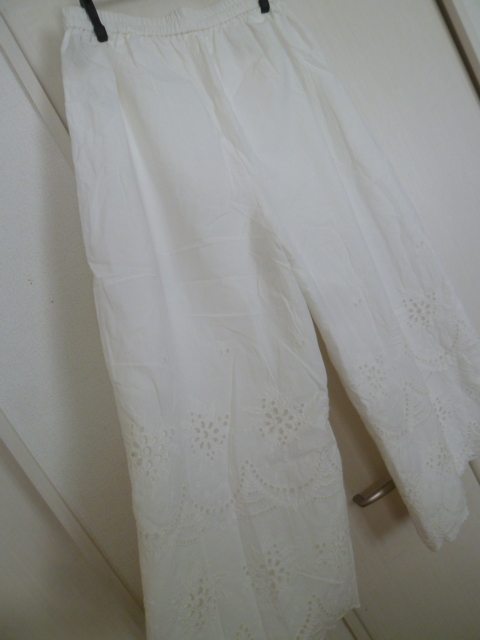 OPAQUE.CLIP/オペークドットクリップ◇裾カットワークコットンペチコートパンツ38/M/ホワイトワールド◇SKP727拍卖