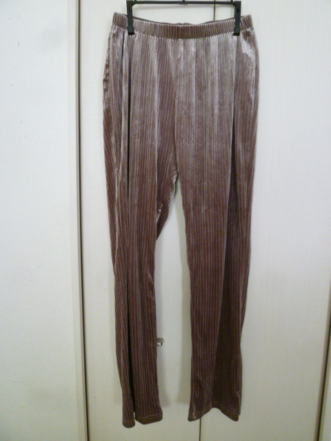 GRL/グレイル◇くすみピンクパープル系縦リブベロアテーパードパンツL/紫◇PSK726拍卖