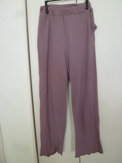 WEGO STANDARD/ウィーゴー◇パープル縦リブ裾フリルニットパンツF/紫◇PSK726拍卖