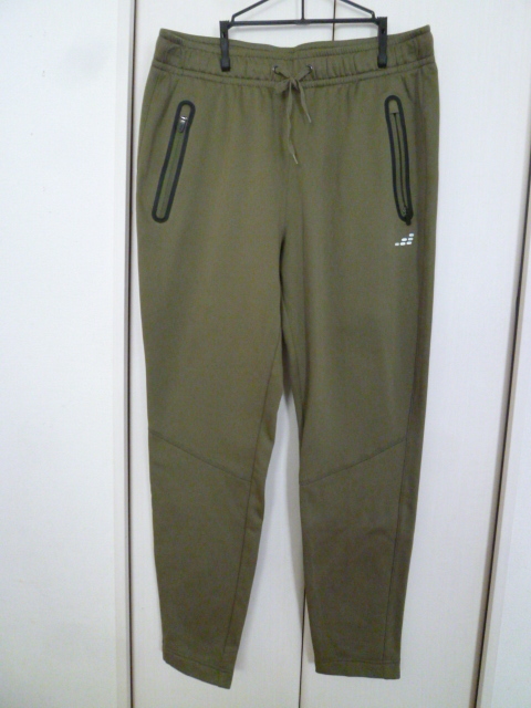 裏起毛◇カーキ系ボンディング風トレーニングパンツL/ジャージスウェット◇SKP729拍卖