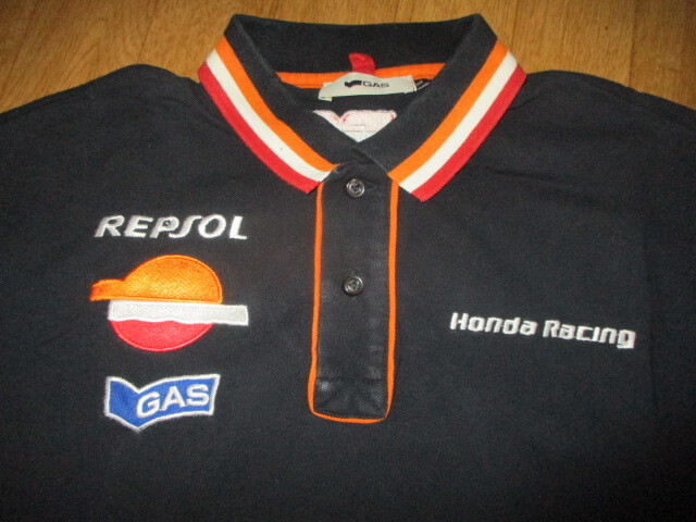 GAS・HRC・ホンダ・レプソル・レーシングチーム 刺繍ロゴ ポロシャツ サイズXL 美中古 スーパーGTライダース拍卖