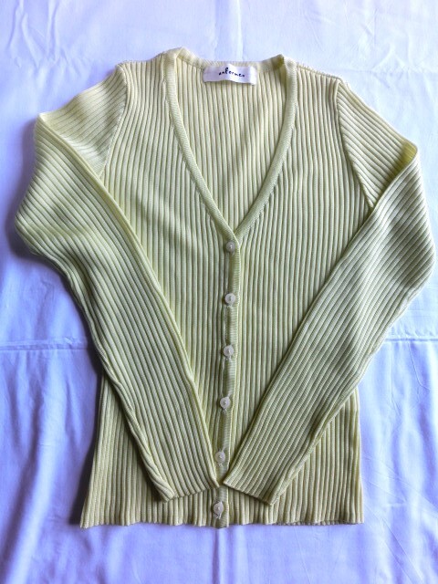 超美品◆an forme 長袖 リブ編み Ⅴネックカーディガン(M)◆拍卖