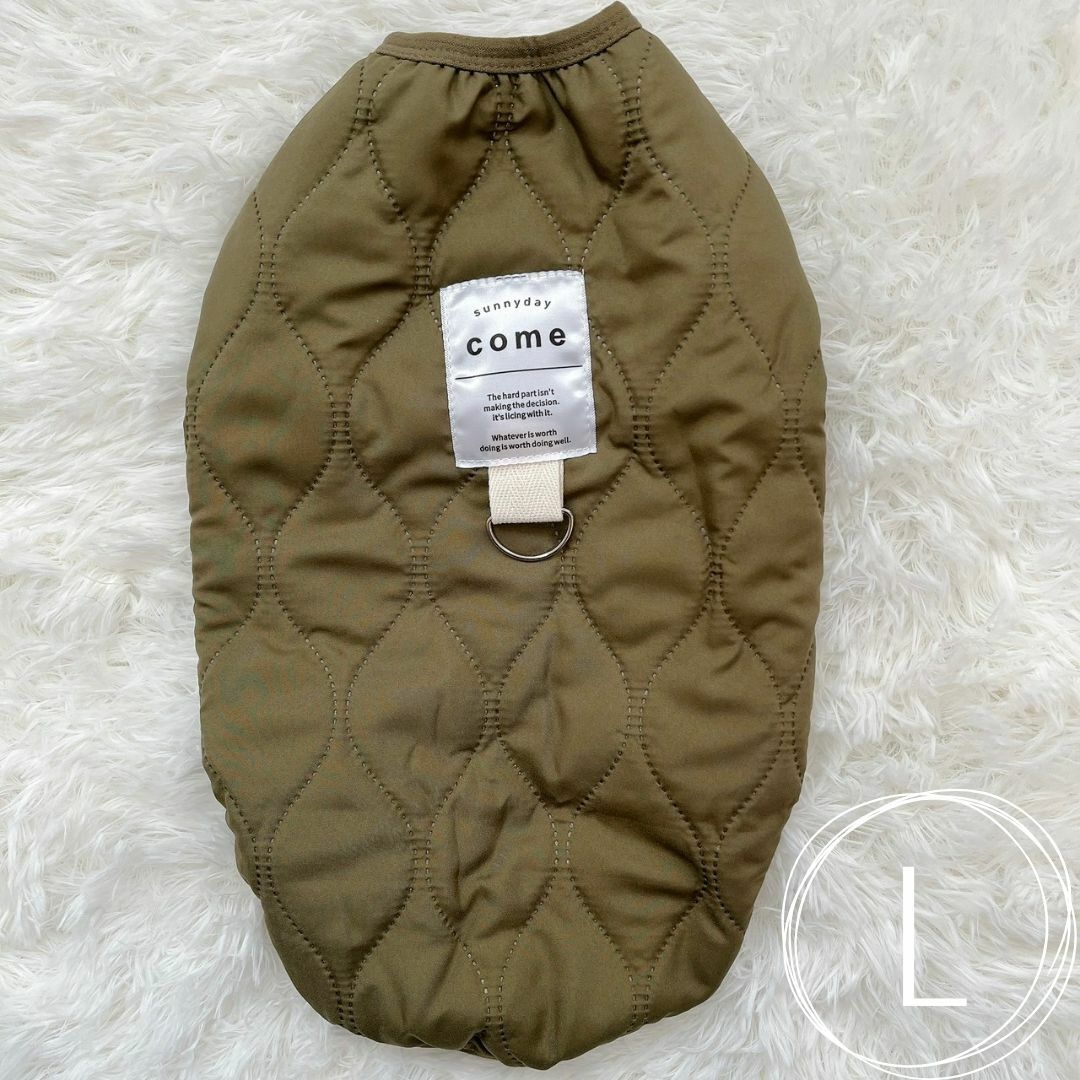 人気 ドッグウェア 犬服 カーキ L キルティング ダウンベスト モコモコ 防寒拍卖